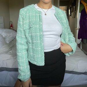 Vintage Tweed Collarless Blazer